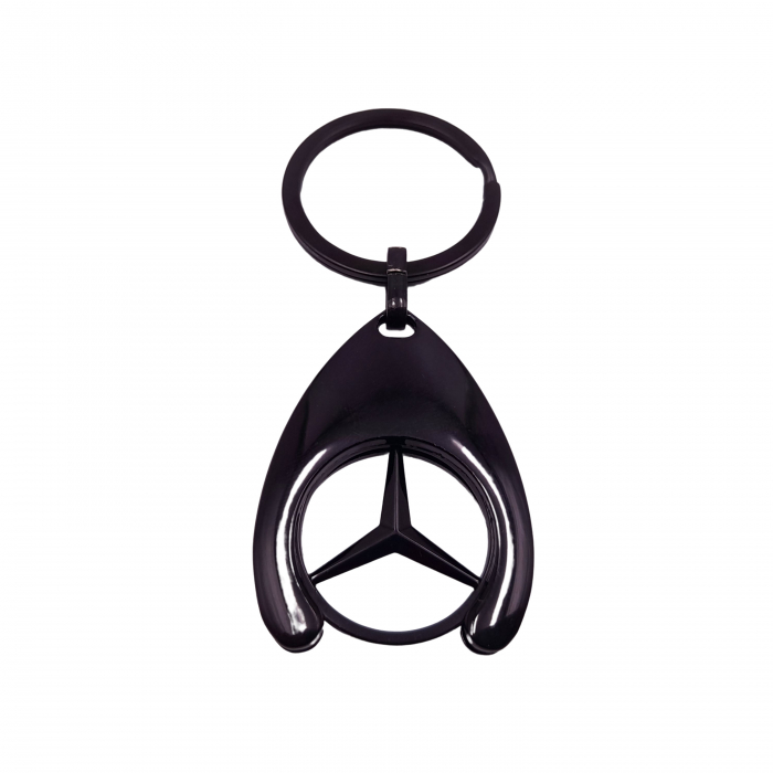 Set 2 Brelocuri Mercedes-Benz, Metal, Design Elegant, Inele pentru Chei, Auriu/Negru, 7.5 cm/9 cm [3]