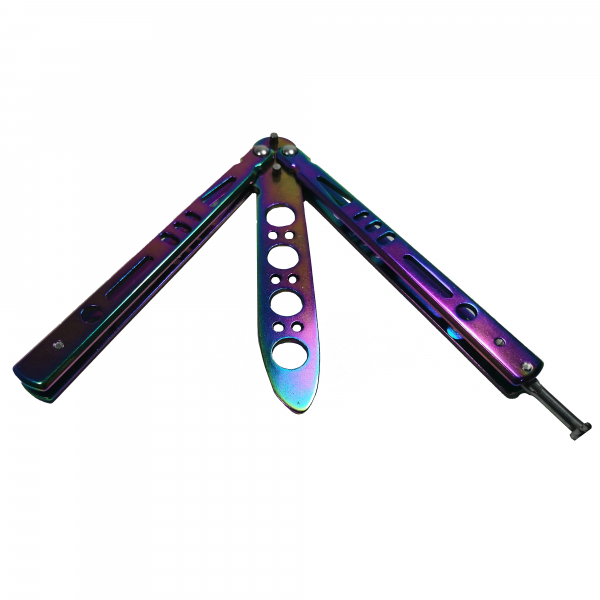 Briceag fluture de antrenament IdeallStore®, otel inoxidabil, Rainbow Training, multicolor, 21.5 cm [3]