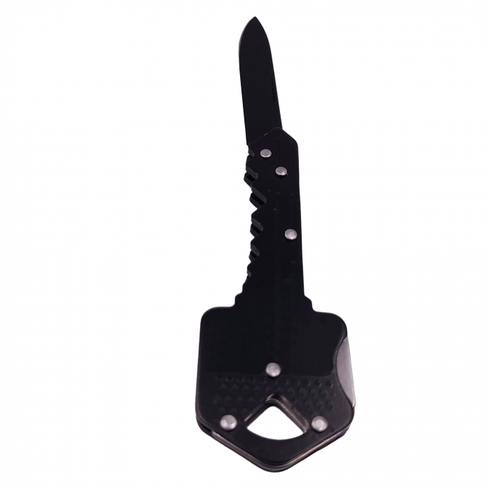 Briceag de buzunar tip cheie IdeallStore®, Key Blade, otel inoxidabil, 10 cm, negru [6]