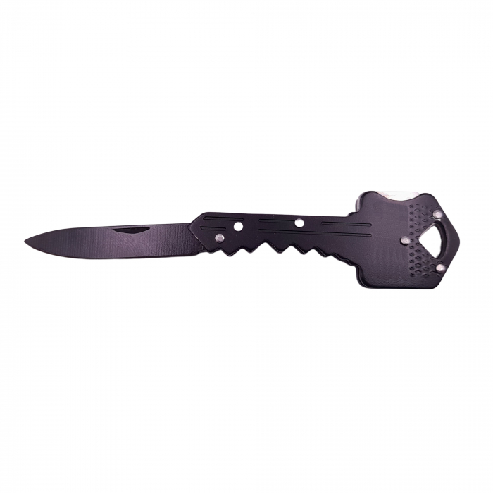 Briceag de buzunar tip cheie IdeallStore®, Key Blade, otel inoxidabil, 10 cm, negru [2]