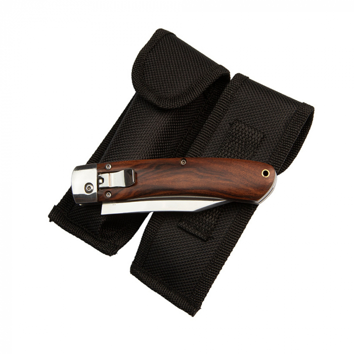 Briceag de vanatoare automat IdeallStore®, Cardinal Blade, otel inoxidabil, 21 cm, maro, husa inclusa [8]