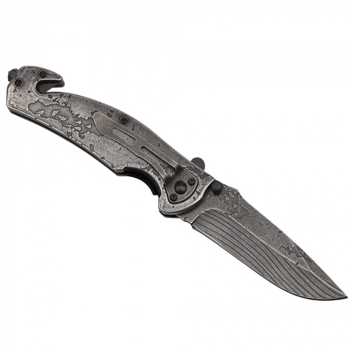 Briceag de vanatoare full metalic IdeallStore®, Future Adventure, otel inoxidabil, 21 cm, argintiu [7]