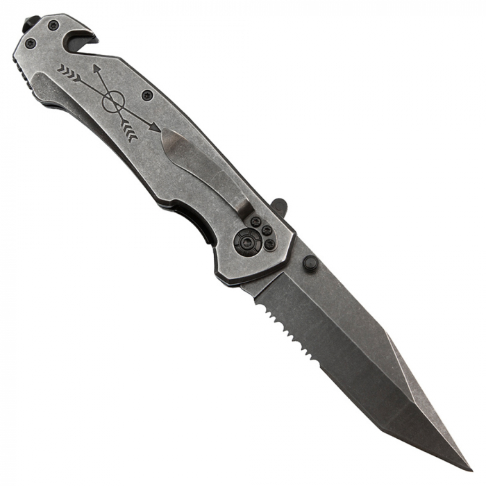 Briceag de vanatoare full metalic  IdeallStore®, Future Adventure, otel inoxidabil, 23 cm, argintiu [5]