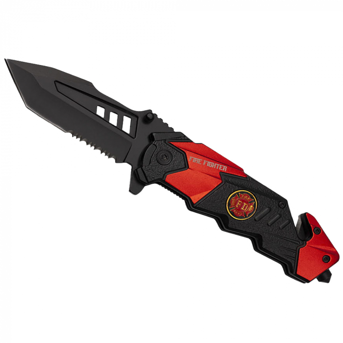 Briceag de vanatoare IdeallStore®, Fire Fighter, 21 cm, otel inoxidabil, negru, husa inclusa [4]