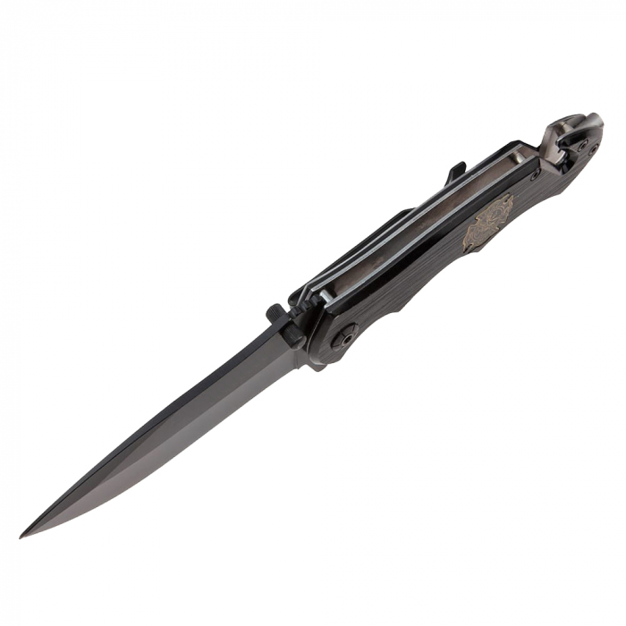 Briceag de vanatoare IdeallStore®, Firefighter Department, 21 cm, otel inoxidabil, negru, husa inclusa [6]