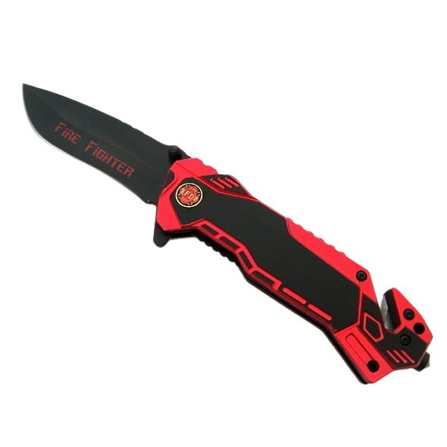 Briceag de vanatoare IdeallStore®, Firefighter Rescue, 23 cm, otel inoxidabil, rosu, husa inclusa [6]