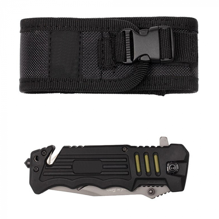 Briceag de vanatoare IdeallStore®, General Blade, otel inoxidabil, 20.5 cm, negru, teaca inclusa [6]