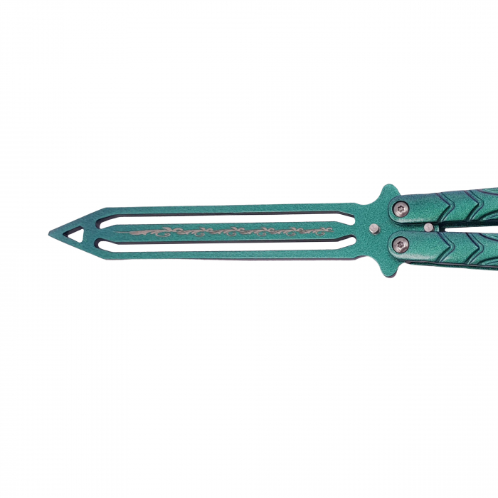 Briceag fluture de antrenament IdeallStore®, Missle Launch, otel inoxidabil, 24.5 cm, verde [5]