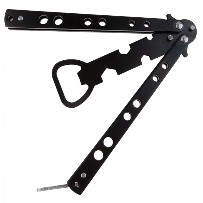 Briceag fluture de antrenament IdeallStore, model deschizator capace, At Your Service, negru, 20.5 cm [2]