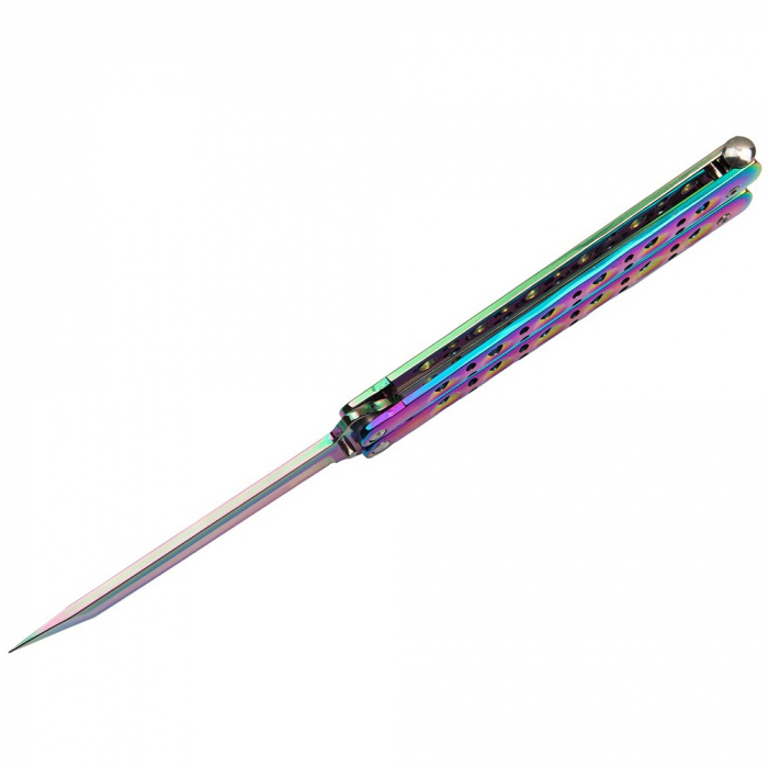 Briceag fluture de antrenament IdeallStore®, Rainbow Siege, otel inoxidabil, 22.5 cm, multicolor [6]
