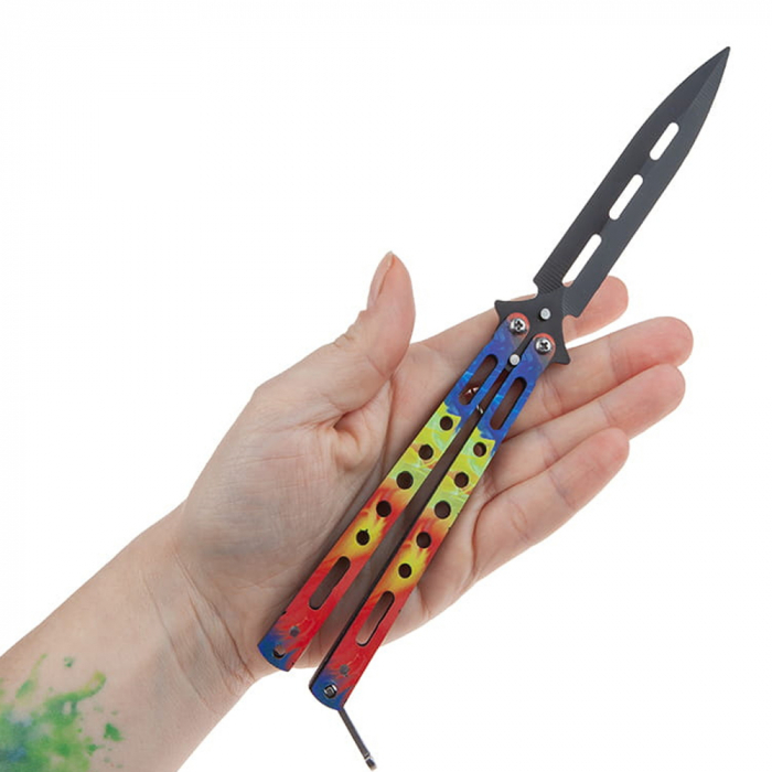 Briceag fluture de antrenament IdeallStore®, Romanian Spirit, otel inoxidabil, 22.5 cm, multicolor [10]