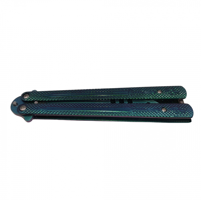 Briceag fluture de antrenament IdeallStore®, Shark Pray, otel inoxidabil, 24 cm, verde [6]