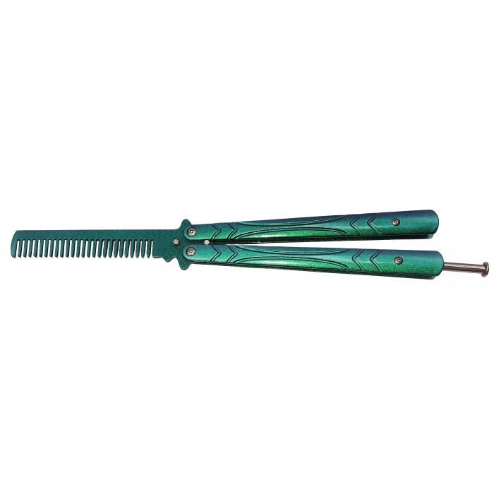Briceag fluture de antrenament IdeallStore®, tip pieptan, Warrior Pace, 23.5 cm, verde [2]