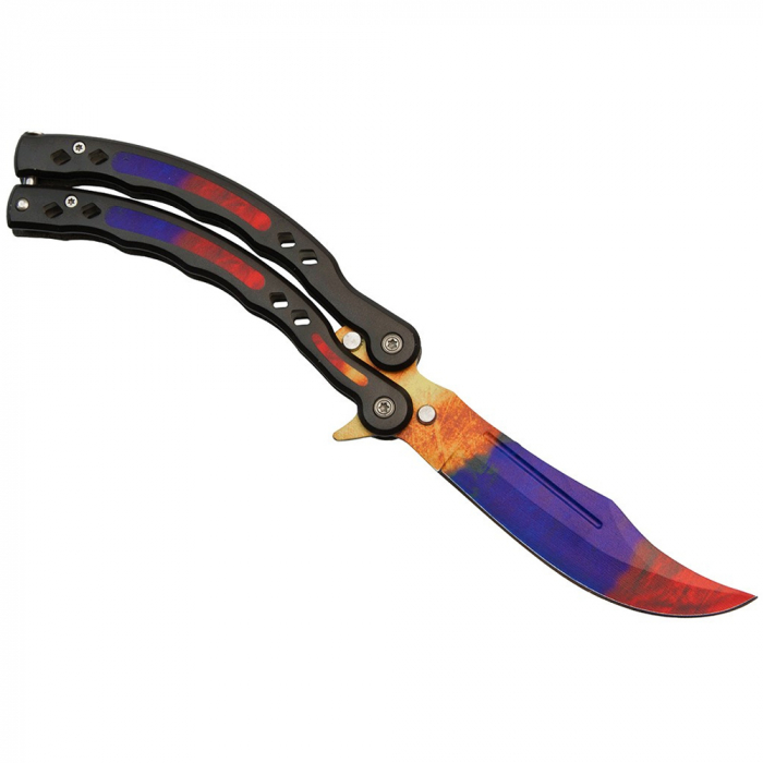 Briceag fluture de antrenament IdeallStore®, Tri-Elements, otel inoxidabil, 24.5 cm, multicolor [6]