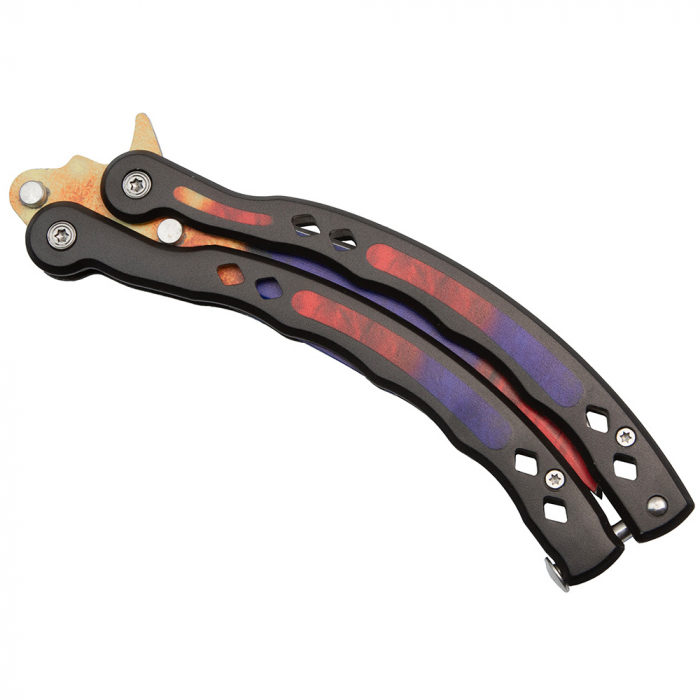 Briceag fluture de antrenament IdeallStore®, Tri-Elements, otel inoxidabil, 24.5 cm, multicolor [4]