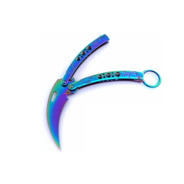 Briceag fluture karambit, DEPOX®, otel inoxidabil, 22 cm, multicolor [2]