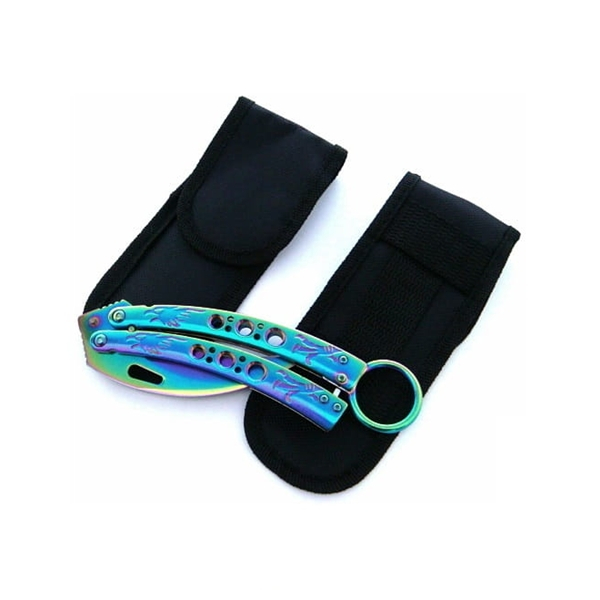 Briceag fluture karambit, DEPOX®, otel inoxidabil, 22 cm, multicolor [6]