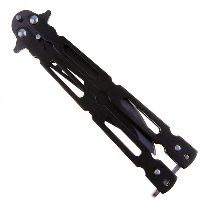 Briceag fluture IdeallStore®, Modern Blade, otel inoxidabil, 22 cm, negru [7]