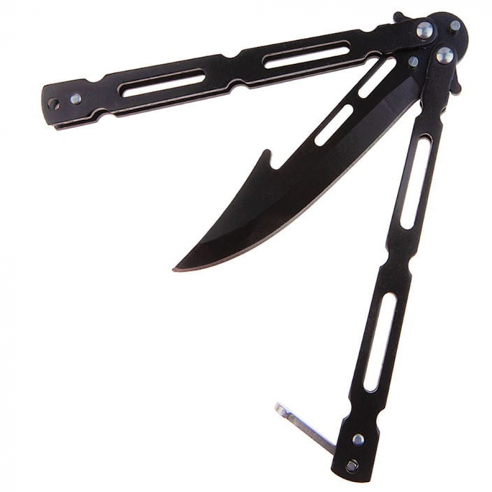 Briceag fluture IdeallStore®, Modern Blade, otel inoxidabil, 22 cm, negru [6]