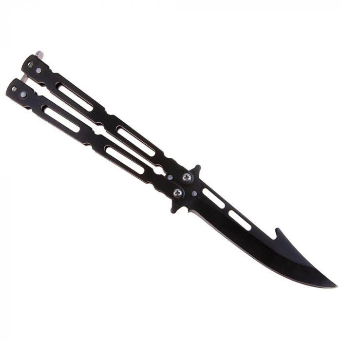 Briceag fluture IdeallStore®, Modern Blade, otel inoxidabil, 22 cm, negru [4]