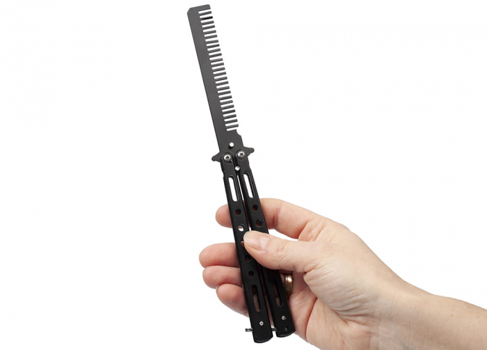 Briceag fluture, tip pieptan, Black Comb, 22 cm, negru [9]