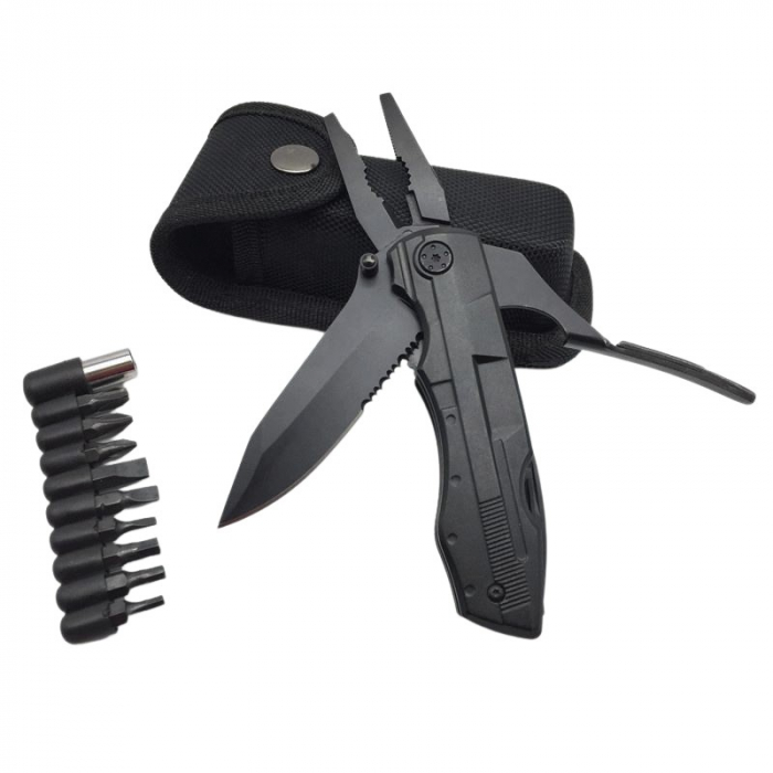 Briceag multifunctional IdeallStore®, Outdoor Comando, otel inoxidabil, 17 functii, 24 cm, negru, husa inclusa [7]