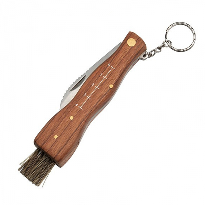 Briceag pentru ciuperci DEPOX®, otel inoxidabil, cu perie, maner din lemn, 21 cm, maro [6]