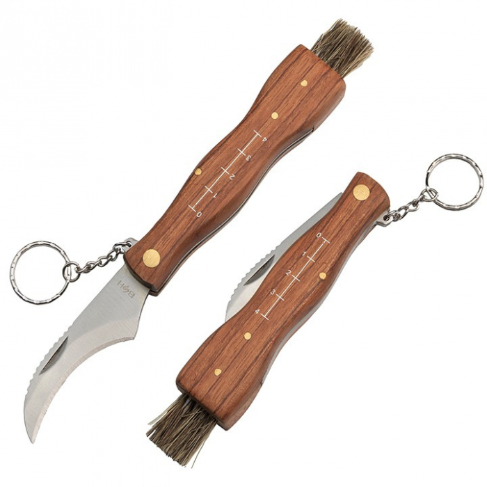 Briceag pentru ciuperci DEPOX®, otel inoxidabil, cu perie, maner din lemn, 21 cm, maro [9]