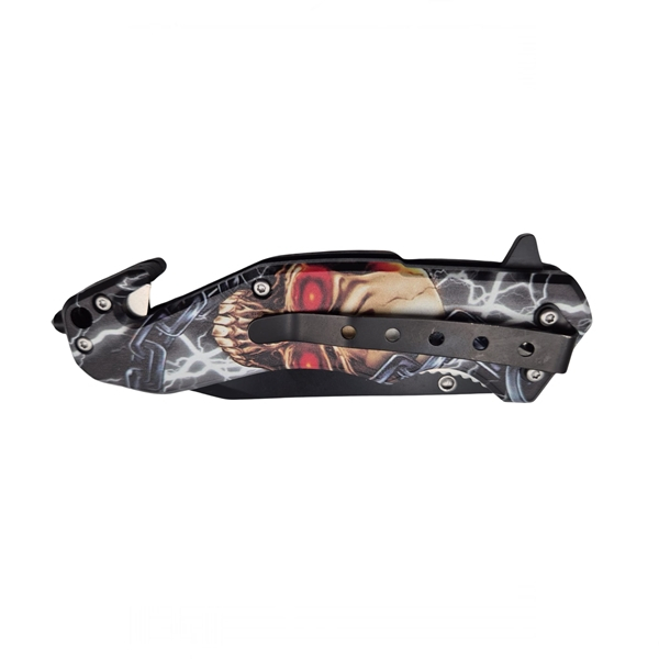 Briceag semi-automat, IdeallStore®, Skull Head, dispozitiv spart geam, 20 cm [12]