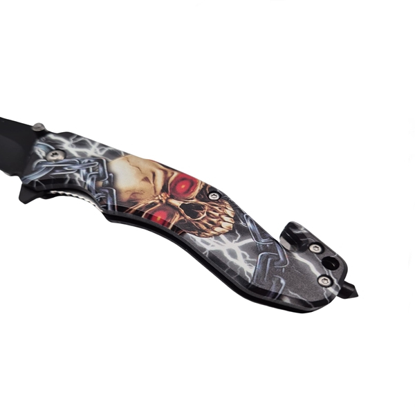 Briceag semi-automat, IdeallStore®, Skull Head, dispozitiv spart geam, 20 cm [7]
