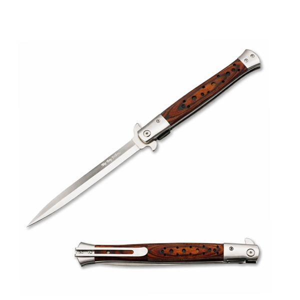 Set 2 Bricege tip Stiletto, deschidere manuala, lungime 33 cm, lama metalica, maro, lemn [7]