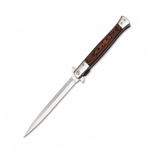 Briceag tip Stiletto, deschidere manuala, lungime 33 cm, lama metalica, maro, lemn [5]
