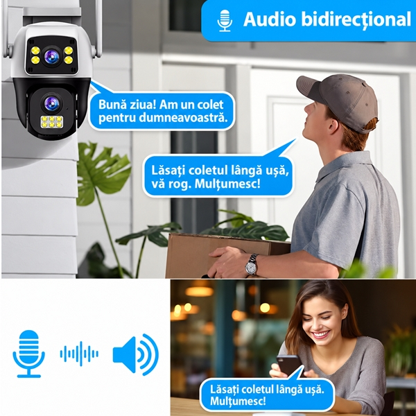 Set doua camere de supraveghere exterior DEPOX®, 8 MP, 4G SIM / Wi-Fi, două obiective, 355°, vedere nocturnă color [4]