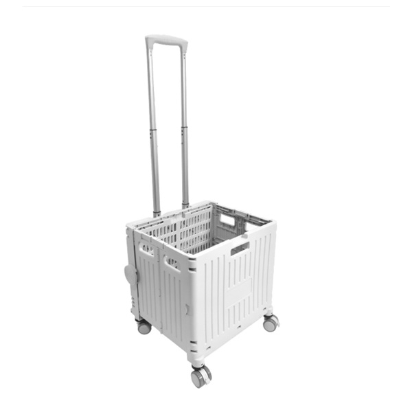 Carucior pliabil, sistem blocare, maner extensibil, capac retractabil, 30L, 38x32.5x39 cm, Alb [5]