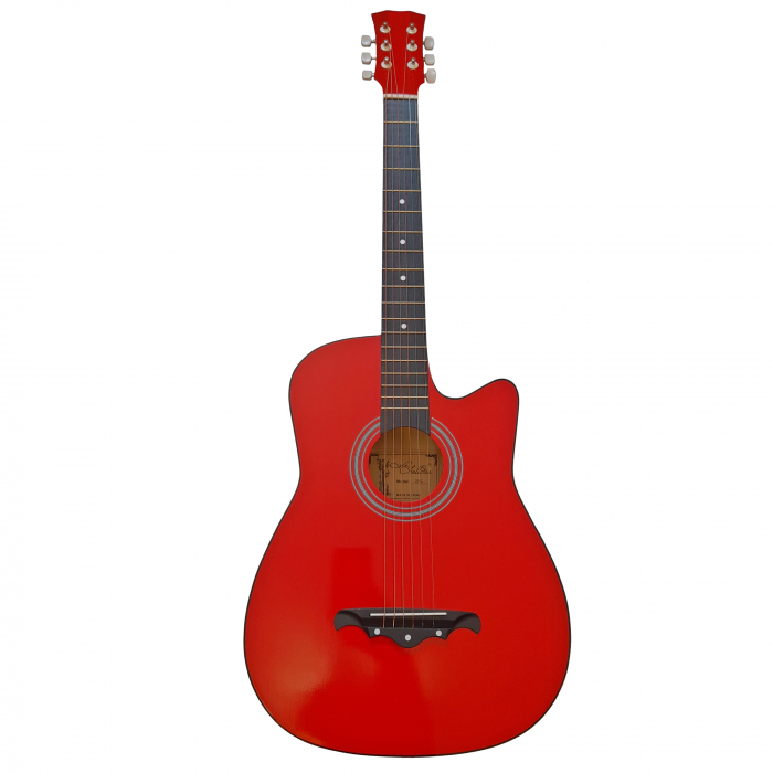 Chitara clasica din lemn IdeallStore®, Red Raven, 95 cm, model Cutaway, rosie [2]