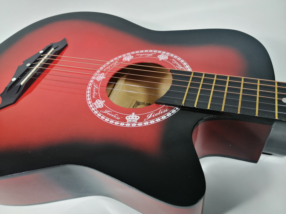 Chitara clasica din lemn IdeallStore®, Cutaway Country Red, set de corzi incluse, 95 cm, rosu [12]