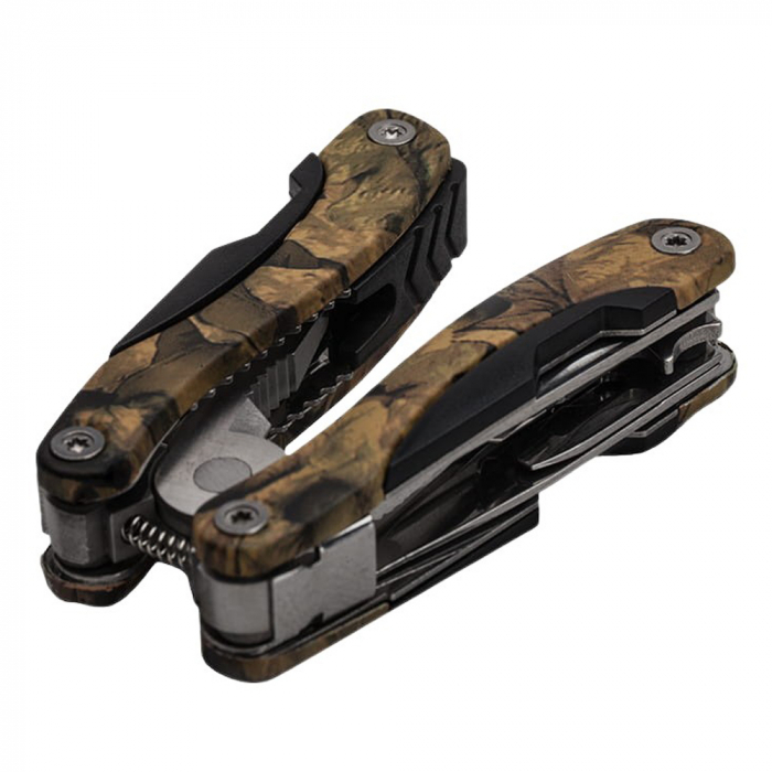 Cleste multifunctional IdeallStore®, Survival Gear, otel inoxidabil, 10 functii, 22 cm, camuflaj, husa inclusa [6]