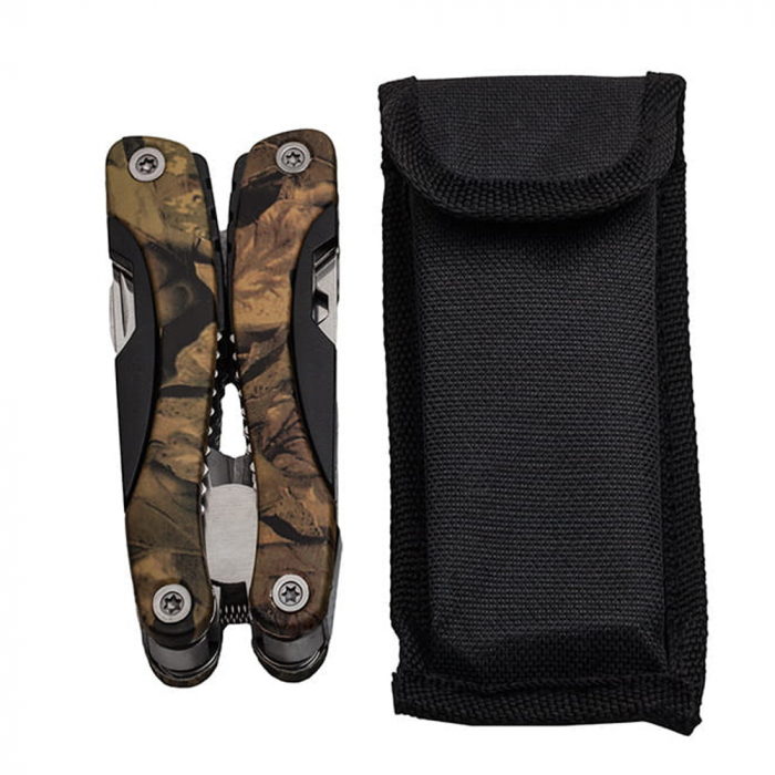 Cleste multifunctional IdeallStore®, Survival Gear, otel inoxidabil, 10 functii, 22 cm, camuflaj, husa inclusa [2]