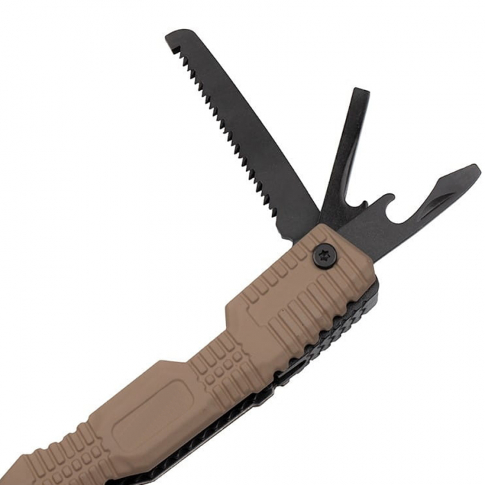 Cleste multifunctional IdeallStore®, Survival Gear, otel inoxidabil, 16 functii, 24 cm, bej, husa inclusa [6]