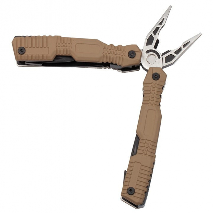 Cleste multifunctional IdeallStore®, Survival Gear, otel inoxidabil, 16 functii, 24 cm, bej, husa inclusa [9]
