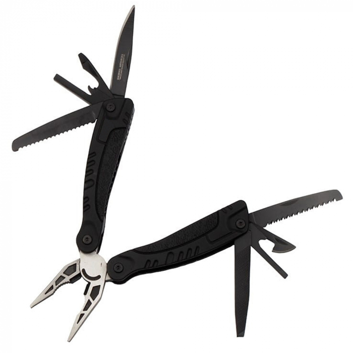 Cleste multifunctional IdeallStore®, Survival Gear, otel inoxidabil, 18 functii, 24 cm, negru, husa inclusa [3]