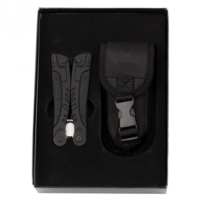 Cleste multifunctional IdeallStore®, Survival Gear, otel inoxidabil, 18 functii, 24 cm, negru, husa inclusa [13]