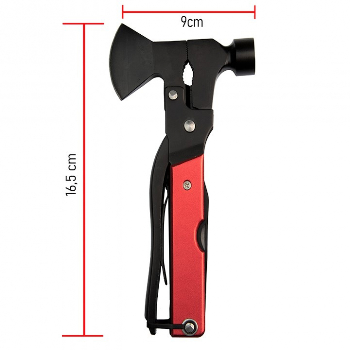 Cleste multifunctional IdeallStore®, Survival Instinct, otel inoxidabil, 16 functii, 16.5 cm, rosu, husa inclusa [3]