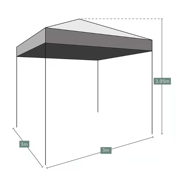 Cort pavilion pliabil, 3x3 m, cadru metal cu panza impermeabila pentru Curte, Gradina, Evenimente, Rosu [2]