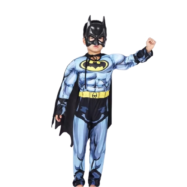 Costum Batman cu muschi pentru copii, L, 7-9 ani, 120-130 cm [3]