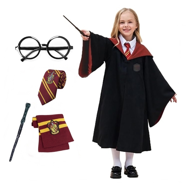 Costum carnaval copii Harry Potter cu cravata,ochelari,bagheta si fular,7-9 ani [2]