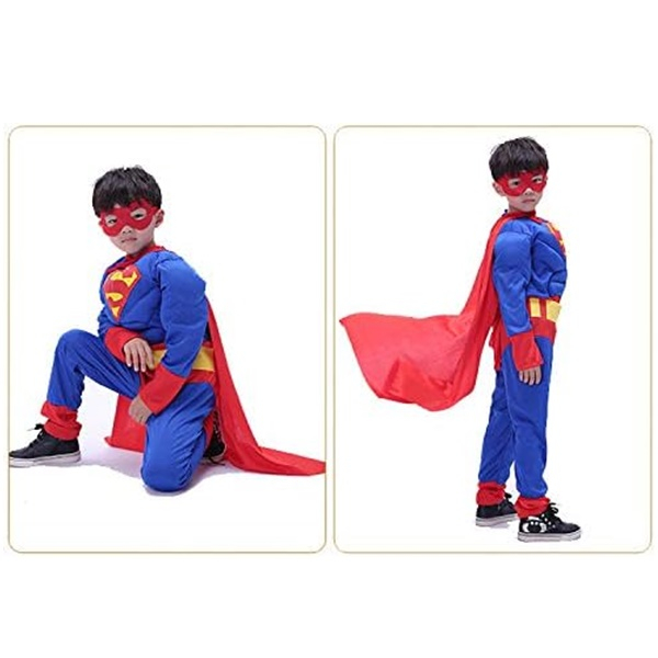 Costum carnaval Superman cu muschi pentru copii, Justice, rosu-albastru, 5-7 ani, 110-125 cm [3]