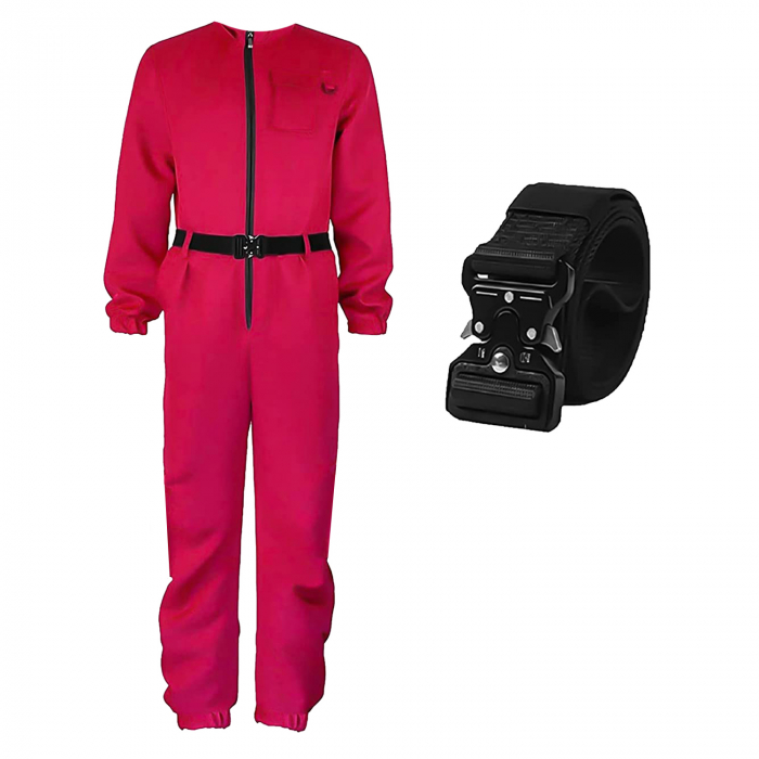 Costum pentru adulti, Jocul Calamarului, rosu, centura inclusa, marimea L [3]