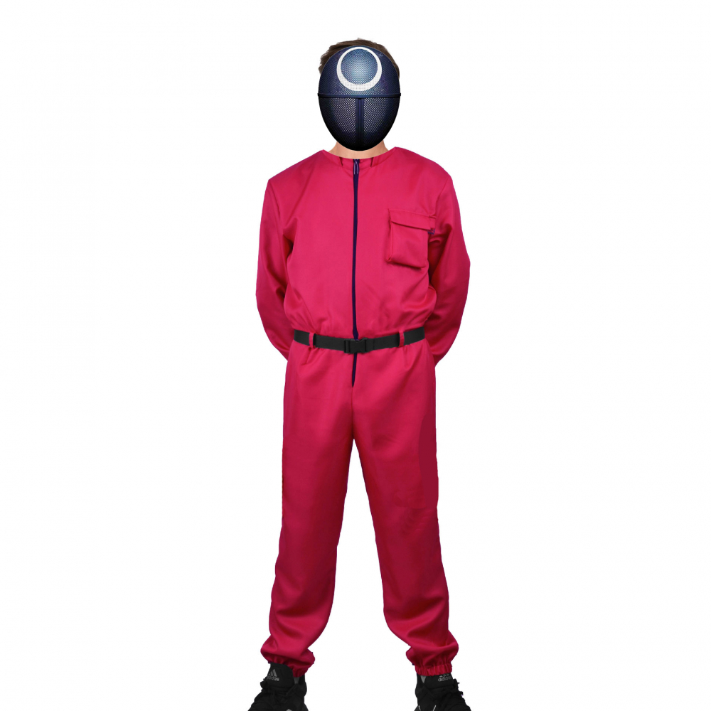 Costum pentru adulti, Jocul Calamarului, model Cerc, marimea S, rosu, centura inclusa [1]
