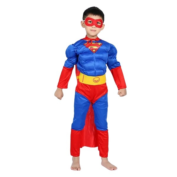 Costum Superman cu muschi, 3-5 ani , Albastru , Halloween [4]